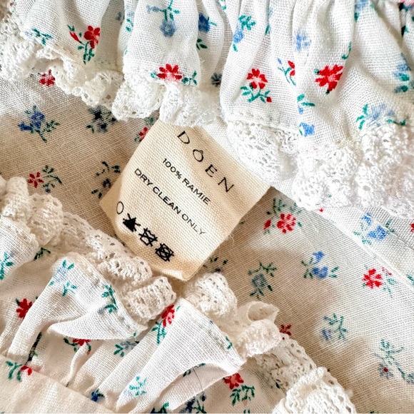 ✨Last Chance💋🧊🍧DÔEN ‘Blume’ Ramie Spring Parc Monceau Floral Ruffle Dress XXS - Picture 15 of 16